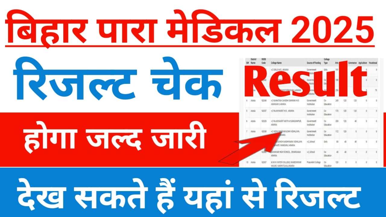 Bihar Paramedical Result 2025:बिहार पारा मेडिकल का रिजल्ट देखे यहां से डेट जा रही है,Best