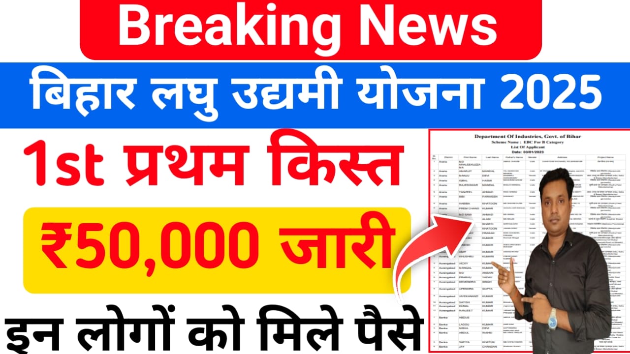 Bihar Laghu Udyami Yojana 2025 1st Installment