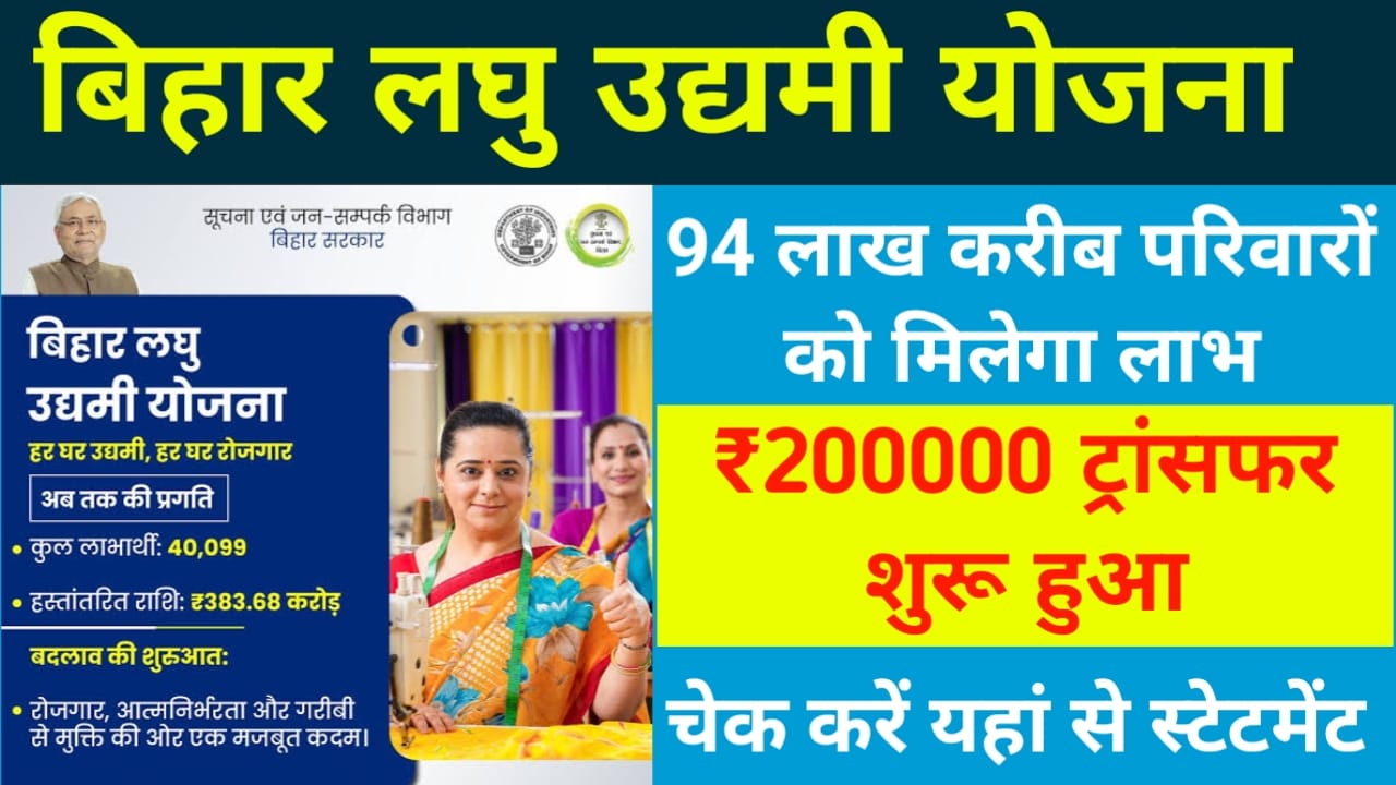 Bihar Laghu Udhami Yojana Update 2025:बिहार लघु उद्योग योजना ट्रेनिंग खत्म युवाओं को मिलेगा ₹200000 का लाभ, बैंक में ट्रांसफर शुरू ,पैसे की राशि, 94 लाख गरीब परिवारों को मिल रहा है लाभ, Best लिंक 👇👇👇👇