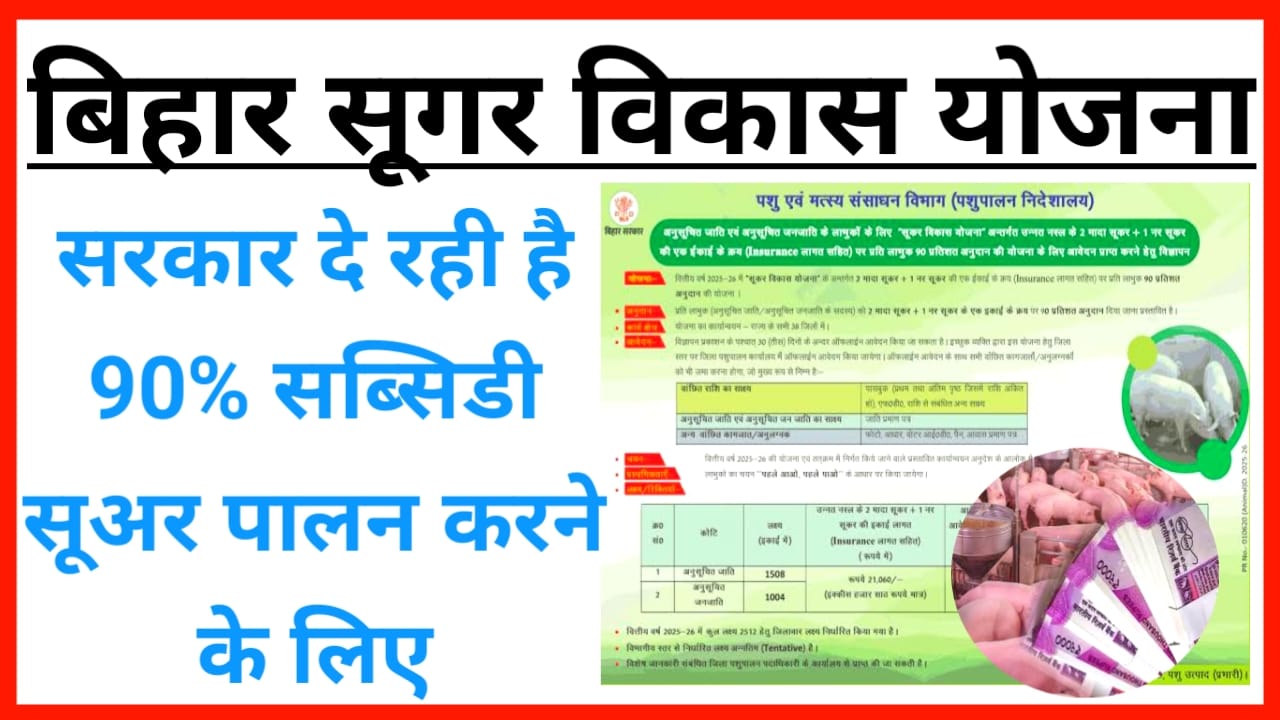 Bihar Sukar Vikas Yojana :बिहार सरकार दे रही है शुगर पालन करने के लिए 90% तक के अनुदान राशि आवेदन करें,Best 🔥👇👇👇