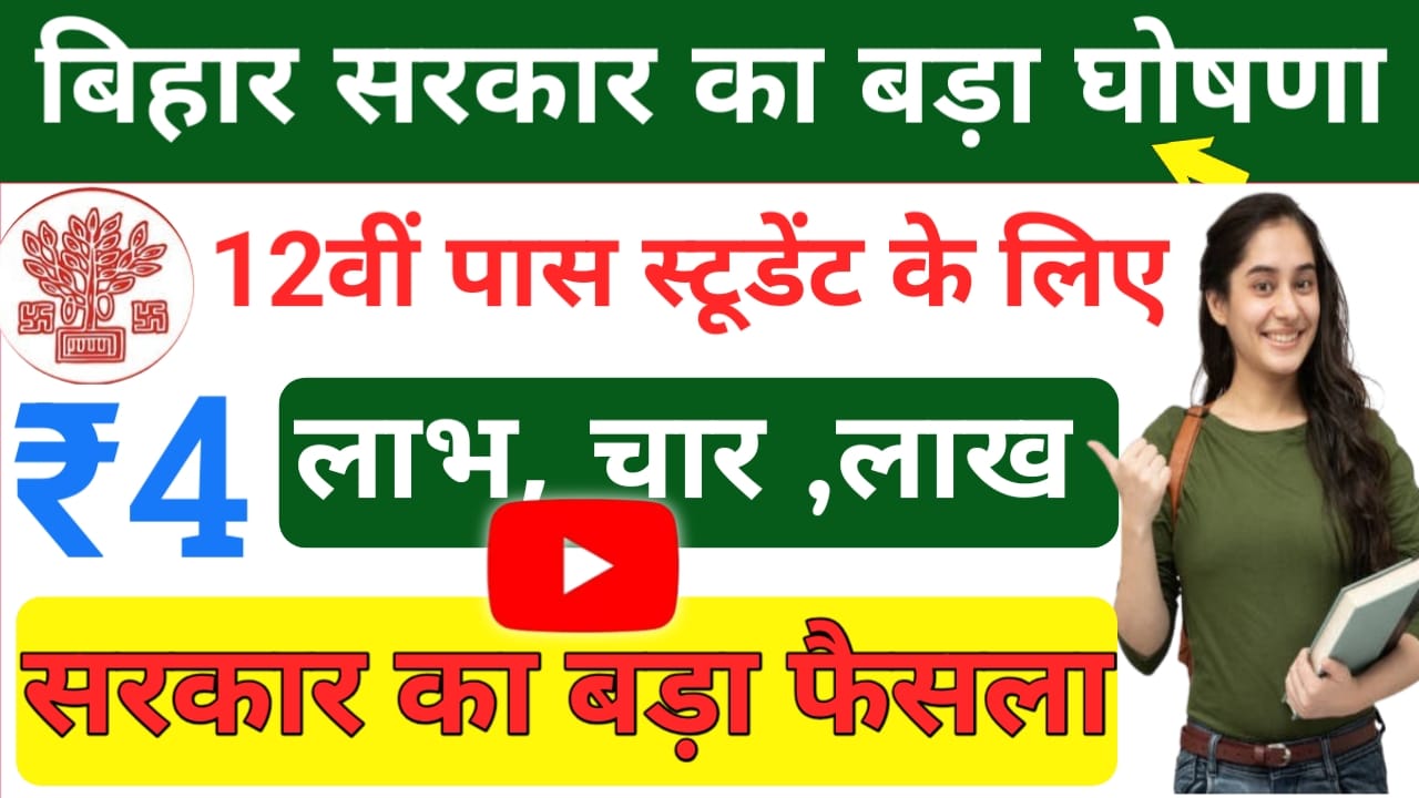 Bihar Student Credit Card 2025:बिहार सरकार की तरफ से बड़ी घोषणा 12वीं पास स्टूडेंट को मिलेगा चार लाख का लाभ यहां से,Best 🔥🚨