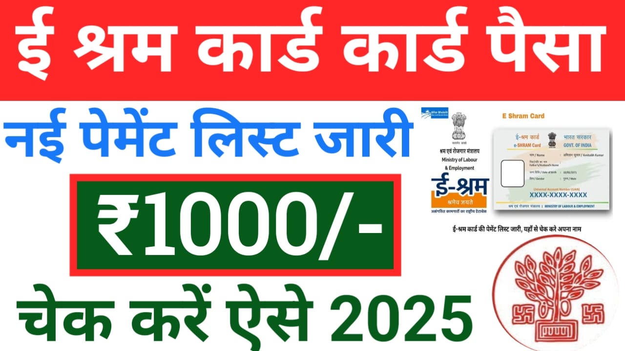 e-Shram Card Payment Status 2025:ई-श्रम कार्ड की नई पेमेंट लिस्ट जारी हुई ऐसे चेक करें स्टेट,यहां से,Best 🚨📢