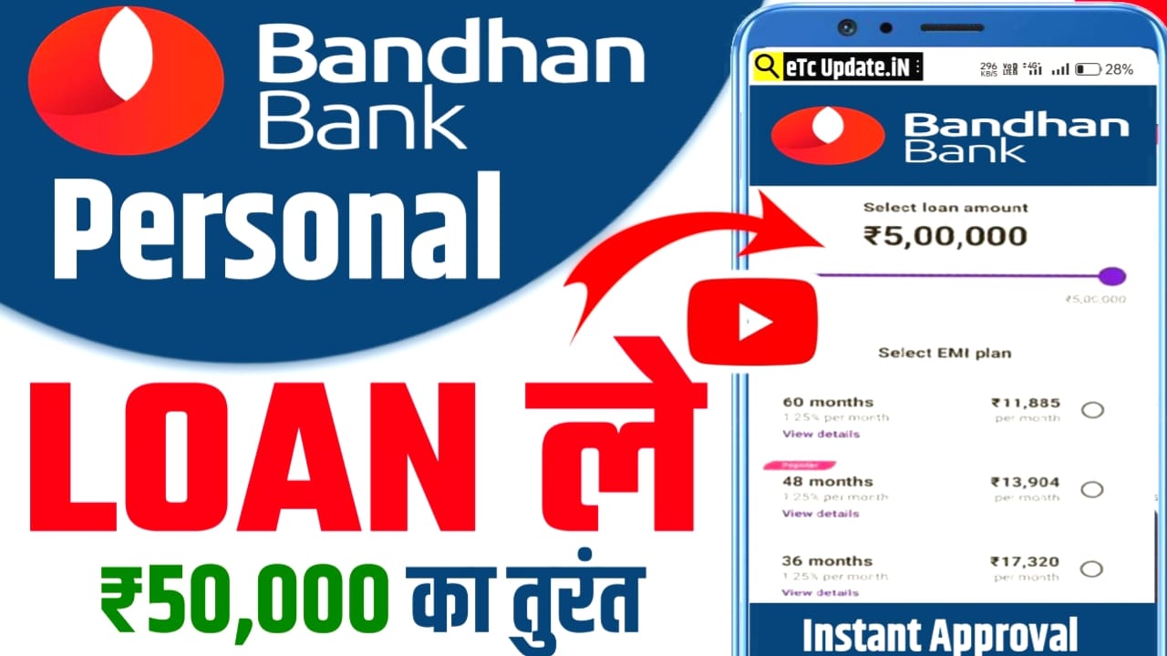 Bandhan Bank Personal Loan 2025 Online:बंधन बैंक दे रही अपने ग्राहकों को ₹50,000 तक का पर्सनल लोन केवल आधार कार्ड से जाने पूरी रिपोर्ट,Best 👇📢