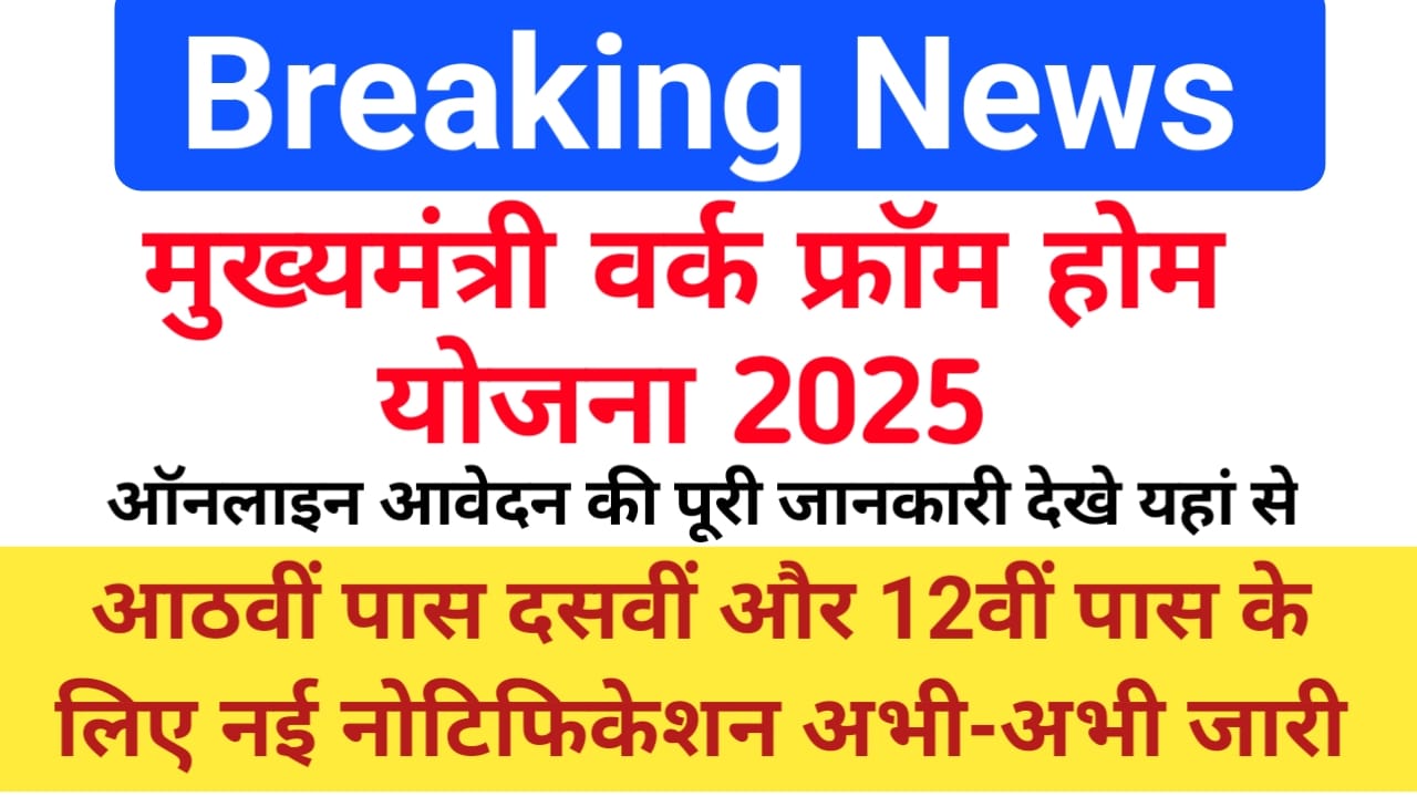 Work from home job Rajasthan 2025:मुख्यमंत्री वर्क फ्रॉम होम योजना अभी अभी हुई नोटिफिकेशन जारी आवेदन करें, Best 🔥