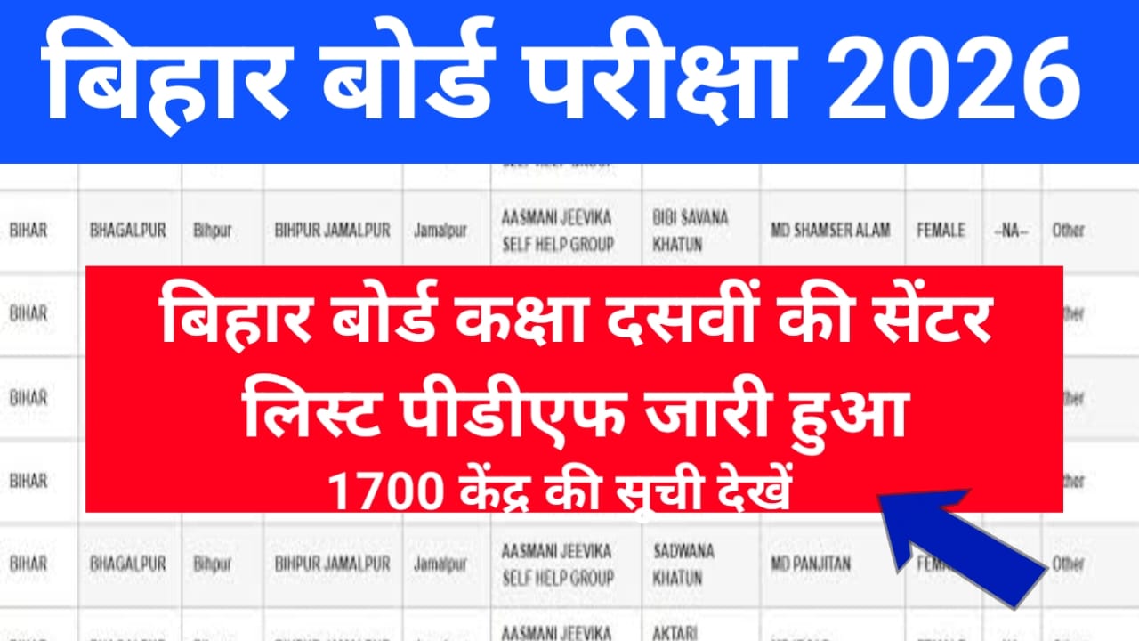 Bihar Board 10th Exam Center List 2026