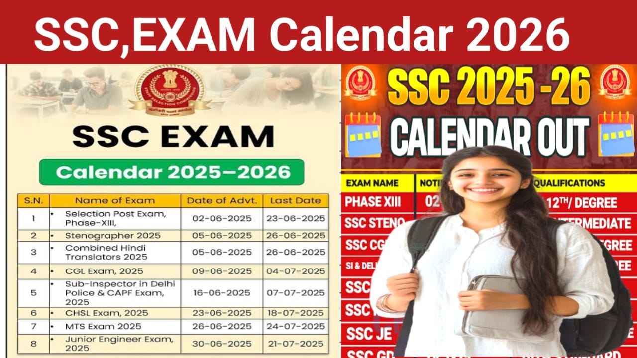 SSC 2026 Exam Calendar 2026