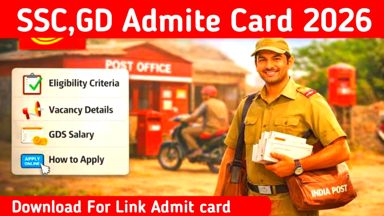 SSC GD Constable Admit Card 2026:अब फटाक से एसएससी जीडी कांस्टेबल एडमिट कार्ड डाउनलोड करें इस लिंक से देखें,📢