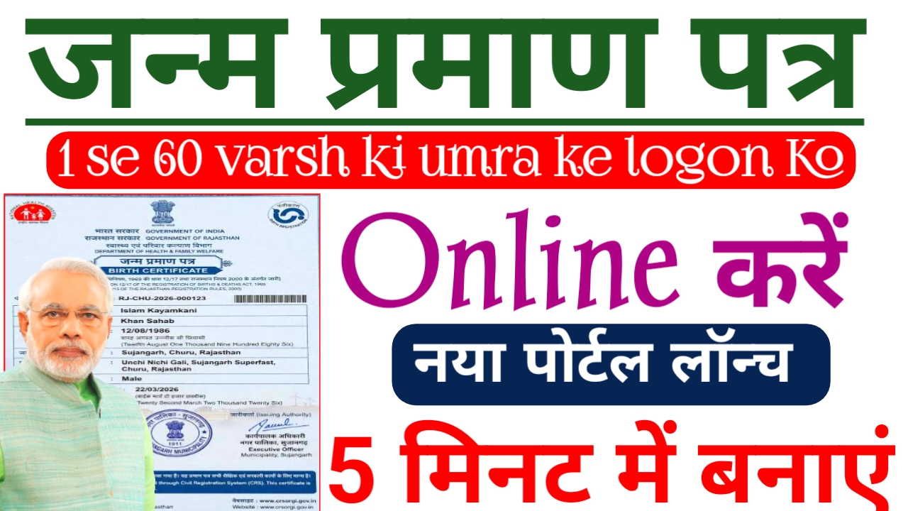 Birth certificate online apply Patra 2026:जन्म प्रमाण पत्र घर बैठे बनाए 5 मिनट के नया पोर्टल जारी लिंक लाइव,2026