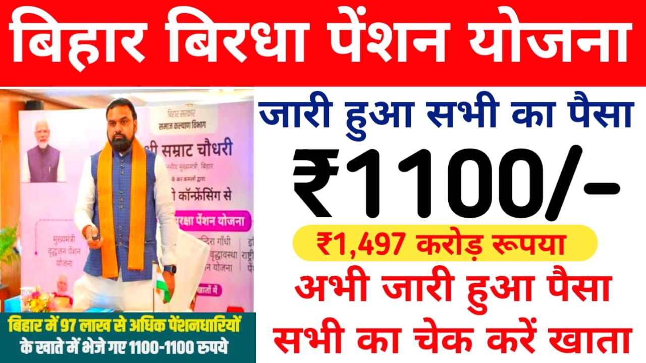 Bihar Pension Yojana Samrat Chaudhary 2026:बिहार के 97 लाख पेंशन धारकों के खाते में आया 1,497 करोड रुपए की राशि जारी हुई Cm सम्राट चौधरी ने जारी किया देखने को मिला